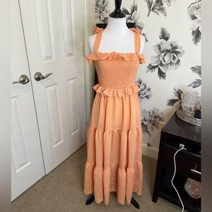 Burnt orange midi dress